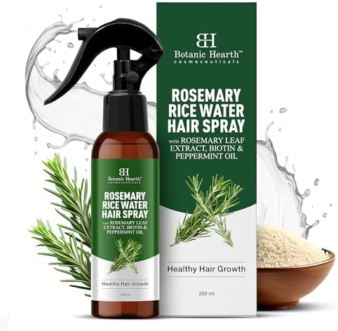 Botanic Hearth Rosemary Rice Water Hair Spray 6.8 fl oz | Hair & Skin Serum | Strengthen, Moisturize & Thicken Naturally | for Dry, Oily, Flaky, Thinning, Damaged Hair Types Botanic Hearth