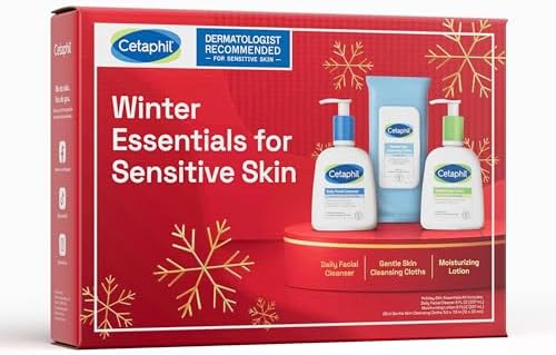 Cetaphil Winter Essentials Skin Care Set, Gentle Skin Cleansing Cloth Face Wipes 25 Count, Daily Facial Cleanser 8oz, Moisturizing Face & Body Lotion 8oz, Suitable for Sensitive Skin Cetaphil