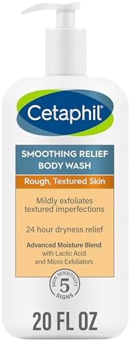 Cetaphil Body Wash, Smoothing Relief Exfoliating Body Wash, Mildly Exfoliates To Smooth Rough, Textured Skin, 24 Hour Dryness Relief, For Sensitive Skin, 20 oz Cetaphil