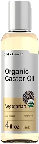 Horbäach Castor Oil Organic | 4 fl oz | Cold Pressed and Hexane Free | for Face, Hair, Eyelashes and Eyebrows | Vegetarian, Non-GMO Formula Horbäach