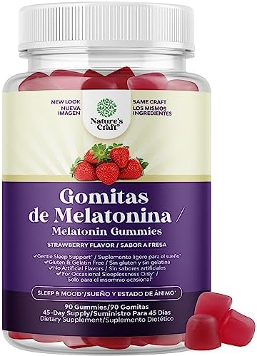 Suplemento en Gomitas de Melatonina Naturales para Adultos de 5mg, Suplemento para un Sueño Profundo – Melatonina 5mg, Gomitas Apoyo al estado ánimo un sueño reparador e inmunidad nocturna Natures Craft