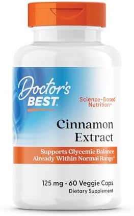 Doctors BEST Cinnamon Extract Cinnulin PF, Supports Glycemic Balance Already Within Normal Range, Non-GMO, Gluten Free, Vegan 60 Veggie Caps Doctor's Best