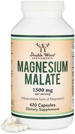 Magnesium Malate Capsules (420 Count) - 1,500mg Per Serving (Magnesium Bonded to Malic Acid), Third Party Tested, Vegan Friendly, Gluten Free by Double Wood Supplements Double Wood Supplements