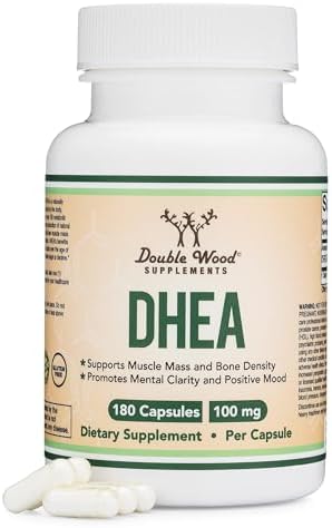 DHEA 100mg | 180 Capsules | Max Strength 6 Month Supply | Third Party Tested | Hormone Balance & Healthy Aging by Double Wood Double Wood Supplements