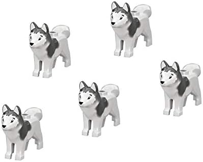 LEGO Minifigure - Arctic Siberian Husky Dog Animal (Pack of 5 for Sled Team) Pet Puppy Loose Lego