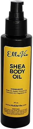 Elle Vie Unscented Shea Body Oil, Shea, Almond, Avocado Body Oil, Essential Hydrating Moisturizer Oil, Natural Massage Body Oil for Skin, (4fl oz.) ELLEVIE