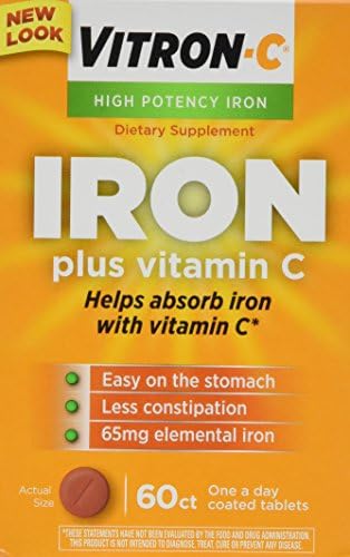 Vitron-c High Potency Iron Supplement Tablets 60 Ct (Pack of 2) Vitron-C