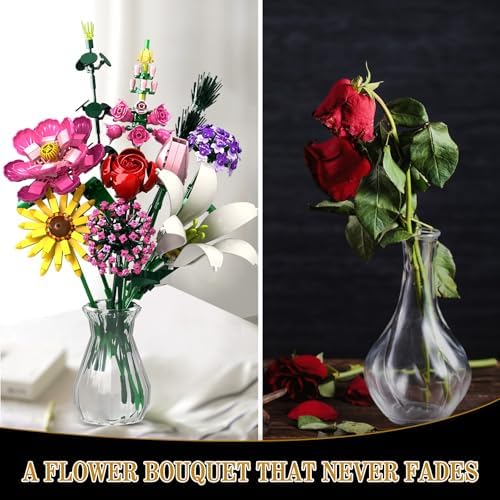 Flowers Bouquet Building Set, Flower Botanical Collection Building Kit Toys Office Home Decoration, Valentine Day, Birthday, Mother's Day, for Him and Her Kids Adults(No Vase)-699Pcs Utbttor