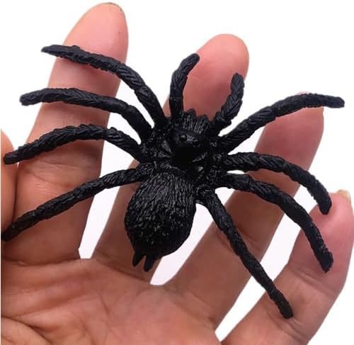 Cooplay 6pcs Fake Big Spiders Black Plastic Mock Reptile Insects Joke Toys Prank Scary Trick Tricky Brains for Halloween Party Cooplay