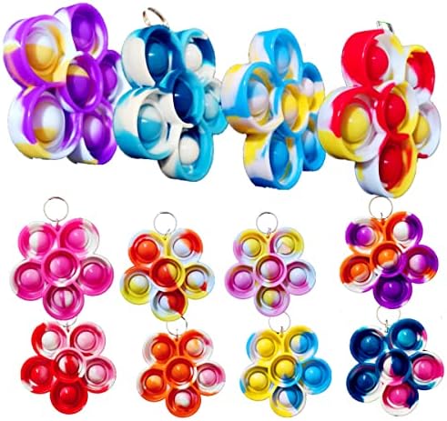 20 pcs Rainbow Flower Mini Pop Silicone Bubble Fidget Toys, Autism Special Sensory Party Favors Gifts for Family, Adult and Kids Roaqua