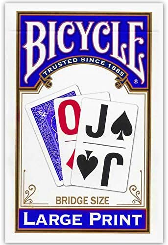 Bicycle Large Print Bridge Size Playing Cards - Easy-to-Read Deck for Seniors - Red or Blue Bicycle