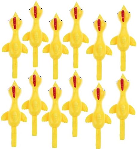 12 PCS Slingshot Chicken Sticky Funny Rubber Chickens Toy Easter Chicks Turkey Toys Gifts for Kids Ccinee