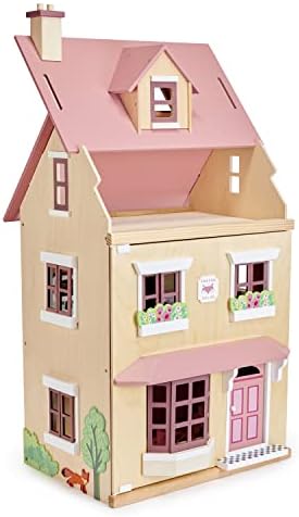 Tender Leaf Toys - Foxtail Villa - Beautiful Mid-Sized Wooden Town-Style Doll House with Starter Furniture Set - Miniature Play - Encourages Role-Play and Story Invention in Boys and Girls - Age 3+ Tender Leaf Toys