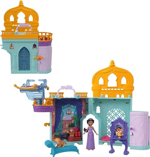 Mattel Disney Princess Toys, Jasmine Doll House Stackable Castle with 1 Small Doll, 2 Character Friends & 7 Accessories, Inspired by the Movie Aladdin Mattel