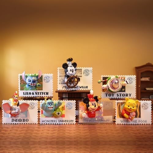 MINISO Disney Retro Stamp Collection Surprise Box Figure Model Random Design Blind Box Toy Collectible Toy for Home Decor Birthday Gifts (Random One Figure) Miniso