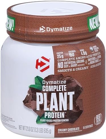 Dymatize Vegan Plant Protein, Creamy Chocolate, 25g Protein, 4.8g BCAAs, Complete Amino Acid Profile, 15 Servings Dymatize