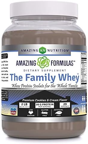 Amazing Formulas The Family Whey Protein (Isolate) Powder for The Whole Family - 2 lbs - Most Complete & Purest Form of Protein - Gluten Free (Banana) Amazing Nutrition