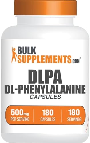 BulkSupplements.com DL-Phenylalanine Capsules - DLPA Capsules, DL-Phenylalanine 500mg - DLPA Supplements, Amino Acid Supplement - Gluten Free, 1 Capsule per Serving, 180 Capsules BulkSupplements