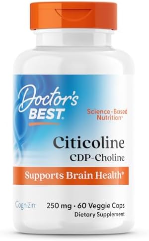 Doctor's Best Citicoline CDP-Choline, Supports Brain Health, Non-GMO, Gluten Free, Soy Free, Vegan 60 Veggie Caps Doctor's Best