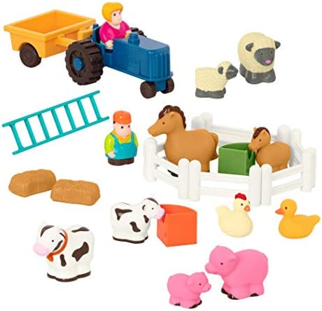 Battat Farm Animal Play Set - 25 Toy Farm Animals, Fences, Farmers, Tractor, Trailer & More for Toddlers 18 Months+ - Farm Playset Battat