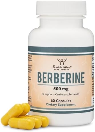 Berberine Supplement 500mg, 60 Capsules (Third Party Tested, Non-GMO, Gluten Free, Vegan Safe) AMPK Activator - Berberine HCL for Cardiovascular Health by Double Wood Double Wood Supplements