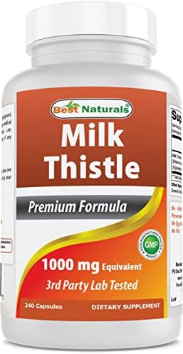 Best Naturals Milk Thistle Extract 1000mg Equivalent - 240 Capsules - Non-GMO & Gluten Free (240 Count (Pack of 1)) Best Naturals