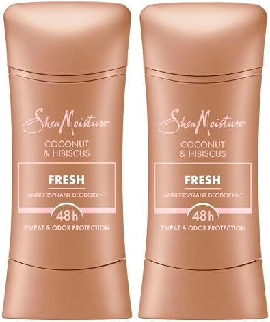 SheaMoisture Antiperspirant Deodorant Stick Fresh Coconut & Hibiscus 2 Count for 48HR Sweat & Odor Protection with No Parabens & No Mineral Oil 2.6 oz SheaMoisture