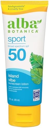 Alba Botanica Sunscreen Lotion, Sport, SPF 50, Island Vibe, 3 oz Alba Botanica