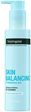 Neutrogena Skin Balancing Purifying Gel Cleanser with 2% Polyhydroxy Acid (PHA), Softening Face Wash for Normal & Combo Skin, Paraben-Free, Soap-Free, Sulfate-Free, 6.3 oz Neutrogena