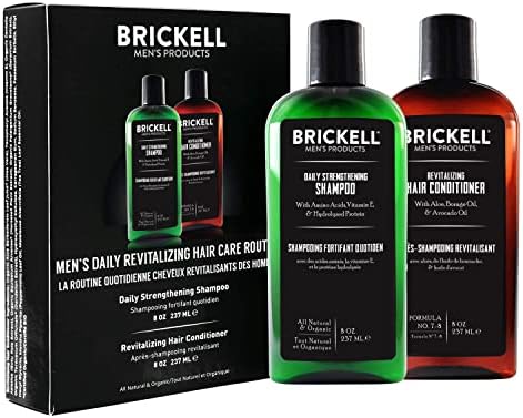 Brickell Men's Daily Revitalizing Hair Care Routine, Shampoo and Conditioner Set For Men, Mint and Tea Tree Oil Shampoo, Strength and Volume Enhancing Conditioner, Natural and Organic, Gift Set Brickell Men's Products