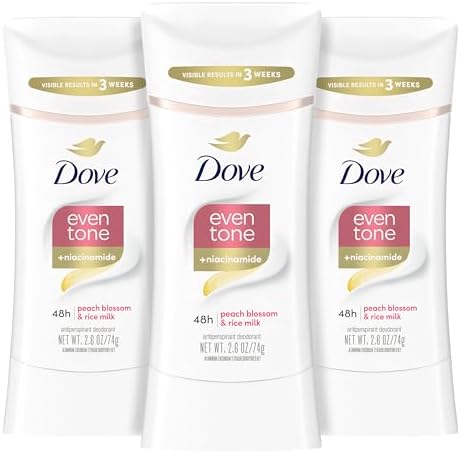 Dove Even Tone Antiperspirant Deodorant Stick Peach Blossom & Rice Milk 3 Count 2.6 oz Dove