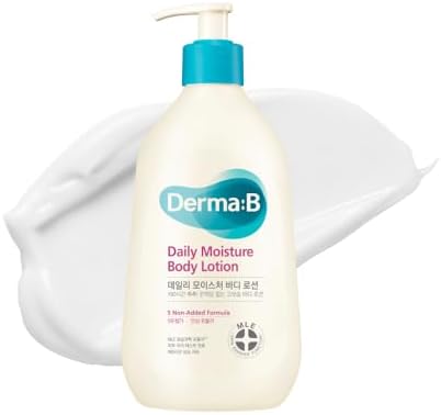 DERMA B Daily Moisture Body Lotion, Non-Greasy Long-Lasting Moisturizer for Dry & Sensitive Skin with Olive Oil & Allantoin, Woody & Powdery Scented Skincare with Panthenol,13.5 Fl Oz, 400ml,Kbeauty Derma B