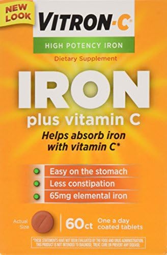 VITRON-C High Potency Iron Plus Vitamin C Tablets - 60 Ea - 3 pack Vitron-C