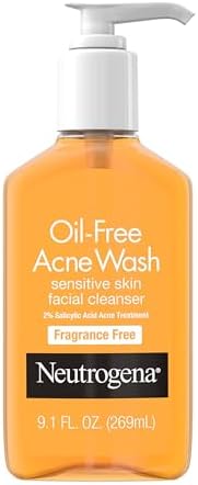 Neutrogena Oil-Free Acne Fighting Fragrance-Free Facial Cleanser, 2% Salicylic Acid Acne Treatment, Daily Oil-Free Acne Face Wash for Acne-Prone Skin with Salicylic Acid, 9.1 fl. oz Neutrogena