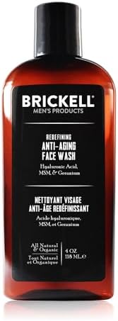 Brickell Men's Redefining Anti-Aging Face Wash For Men, Natural and Organic, Foaming Gel Face Wash Firms & Plumps Skin to Reduce Signs of Aging (Scented, 4 oz) Brickell Men's Products