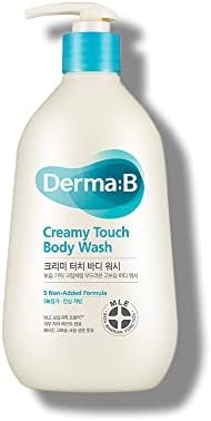 DERMA B Creamy Touch Body Wash, Long-Lasting Mild Moisturizing Cleanser, Intensive Nourishing with Shea Butter, Grape Seed Oil, Panthenol, Relaxing Scented Shower Gel, Kbeauty, 13.5 Fl Oz, 400ml Derma B