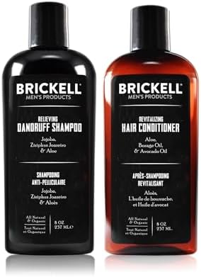 Brickell Men’s Daily Relieving Hair Care Routine, Dandruff Shampoo and Conditioner Set For Men, All Natural and Organic, Scented Brickell Men's Products