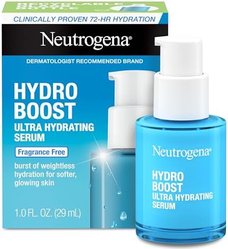 Neutrogena Hydro Boost Ultra Hydrating Serum with Hyaluronic Acid, Fragrance-Free Face Serum for Weightless Hydration and Softer, Glowing Skin, Non-Comedogenic, 1 fl. oz Neutrogena