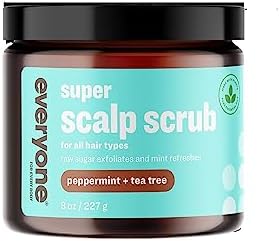 Everyone Hair Care Super Scalp Scrub - Peppermint & Tea Tree, 8 fl oz Bottle, Scalp Exfoliator, Gentle Hair Scrub Removes Dirt & Sweat Build Up, Sulfate Free & Paraben Free everyone for every body