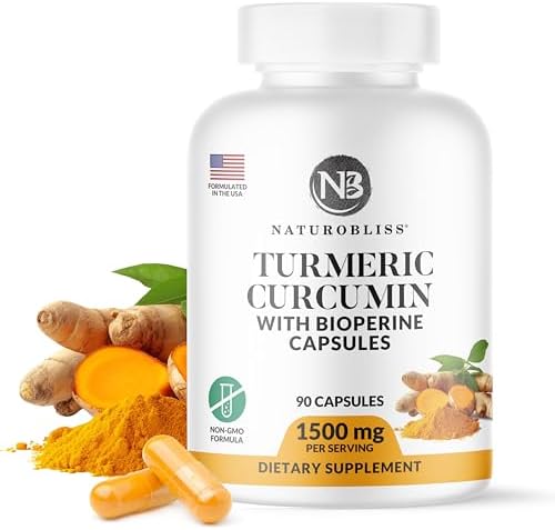 NaturoBliss Turmeric Curcumin with BioPerine 1500mg - Non GMO - Gluten Free - 90 Capsules NaturoBliss