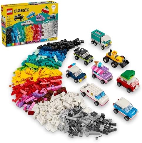 LEGO Classic Creative Vehicles, Colorful Construction Brick Building Kit with Ice Cream Truck, Police Car Toy, Model City Cars and More, Gift or Car Toy for Boys, Girls and Kids Ages 5 and Up, 11036 Lego