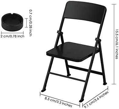 DS. DISTINCTIVE STYLE Mini Chair 1/6 Scale Furniture Doll Chair Black Tiny Folding Chair for 12 Inch Action Figure Miniature Furniture for Dollhouse Decoration Ds. Distinctive Style