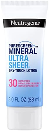 Neutrogena Mineral UltraSheer Dry-Touch SPF 30 Sunscreen Lotion, Water-Resistant Broad-Spectrum UVA/UVB Protection, Skin Nourishing, Lightweight With Vitamin E, Oxybenzone-Free, 3.0 fl. oz Neutrogena