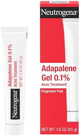 Neutrogena Adapalene Gel Acne Treatment, 0.1% Adapalene Acne Medication for Pimples & Blemishes, Once Daily Topical Retinoid Gel to Help Fight Breakouts, Oil- & Fragrance-Free, 1.6 oz Neutrogena