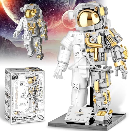 Space Astronaut Building Block Set, 966 Pcs Astronaut Building Set for Adults, Space Building Kit Toys Gifts for Kids 8-14 with Display Stand blast orby