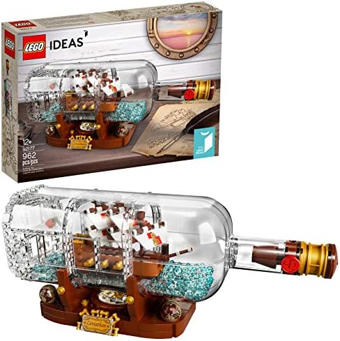 LEGO Ideas Ship in a Bottle 92177 Expert Building Kit, Snap Together Model Ship, Collectible Display Set and Toy for Adults (962 Pieces),Multicolor Lego