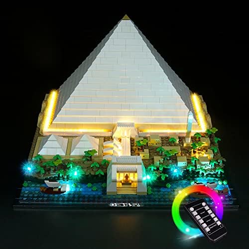 VONADO Led Light Kit Compatible with Lego 21058 Great Pyramid of Giza (No Model), Building Lighting Kit Compatible with Lego 21058 Architecture Bricks Toy (Remote-Control Version) Vonado