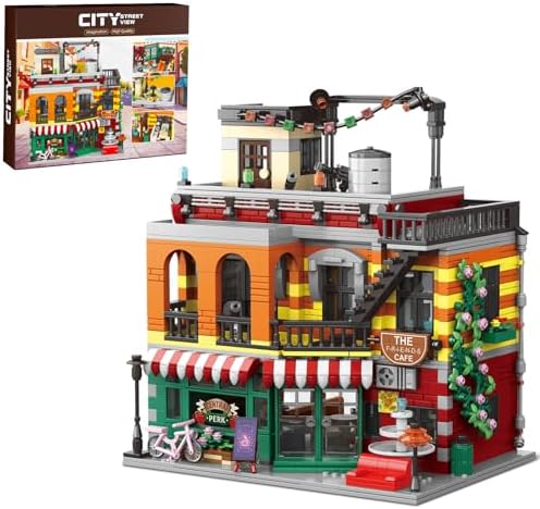 City Coffee House Mini Building Set, Three-Level Cafe Modern House Building Set- Not Compatible with Lego Houses and Buildings Sets for Adults & Ages 8+ Boys Girls TOY PLAYER