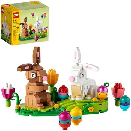 LEGO Easter Rabbits Display 40523 Building Toy Set, Includes Colorful Easter Eggs and Tulips, Easter Decorations Lego