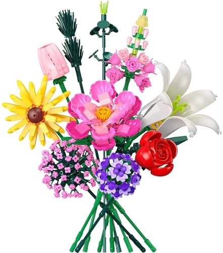 Flowers Bouquet Building Set, Flower Botanical Collection Building Toys, Home & Office Creative Decoration, Valentine Day, Birthday, Christmas Ideal Gift for Kids, Adults - 699 Pcs Leyic